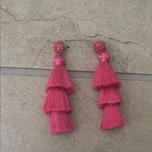 Elegant Pink Tassel Earrings